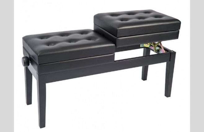 Kinsman KPB20BK Satin Black Deluxe Adjustable Height Double Piano Stool with Storage - Image 4